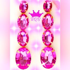 Hot Pink Crystal Chandelier Earrings